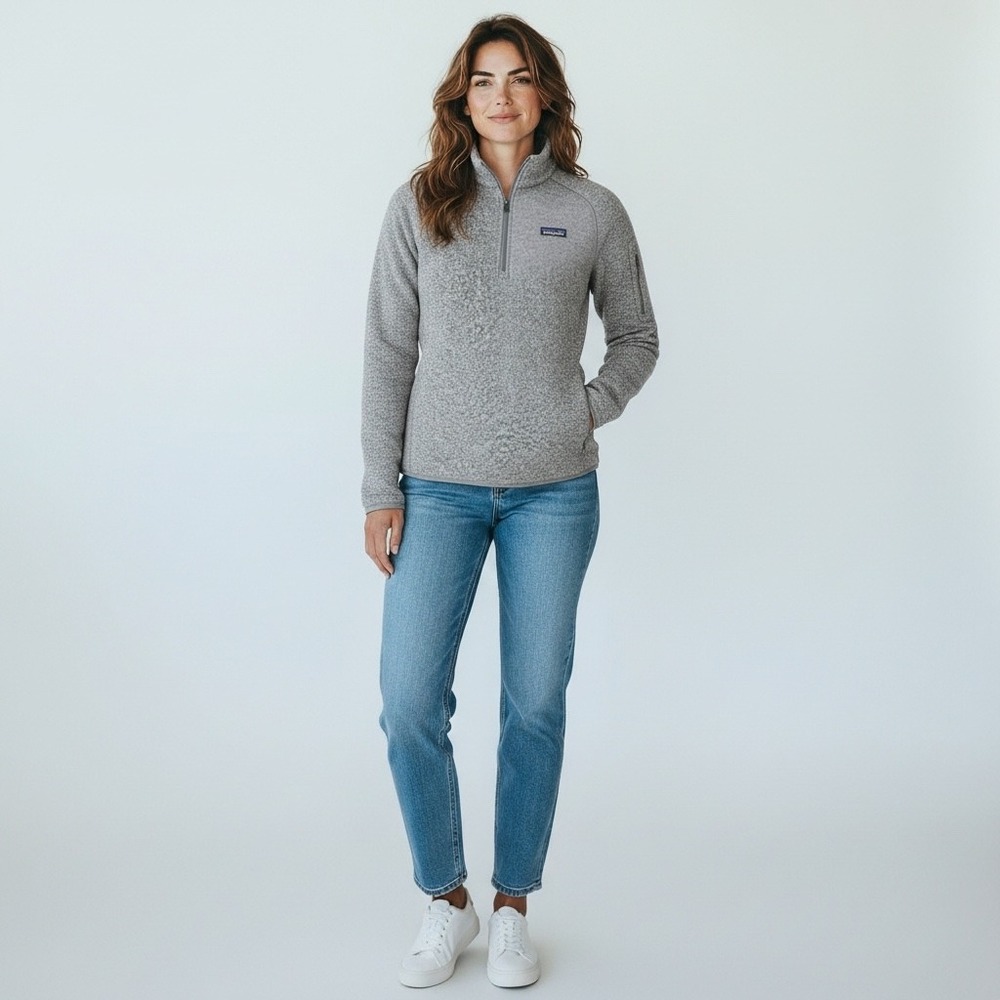 Patagonia Better Sweater 1/4 Zip Fleece Pullover Grey Heather STY25617 Womens L